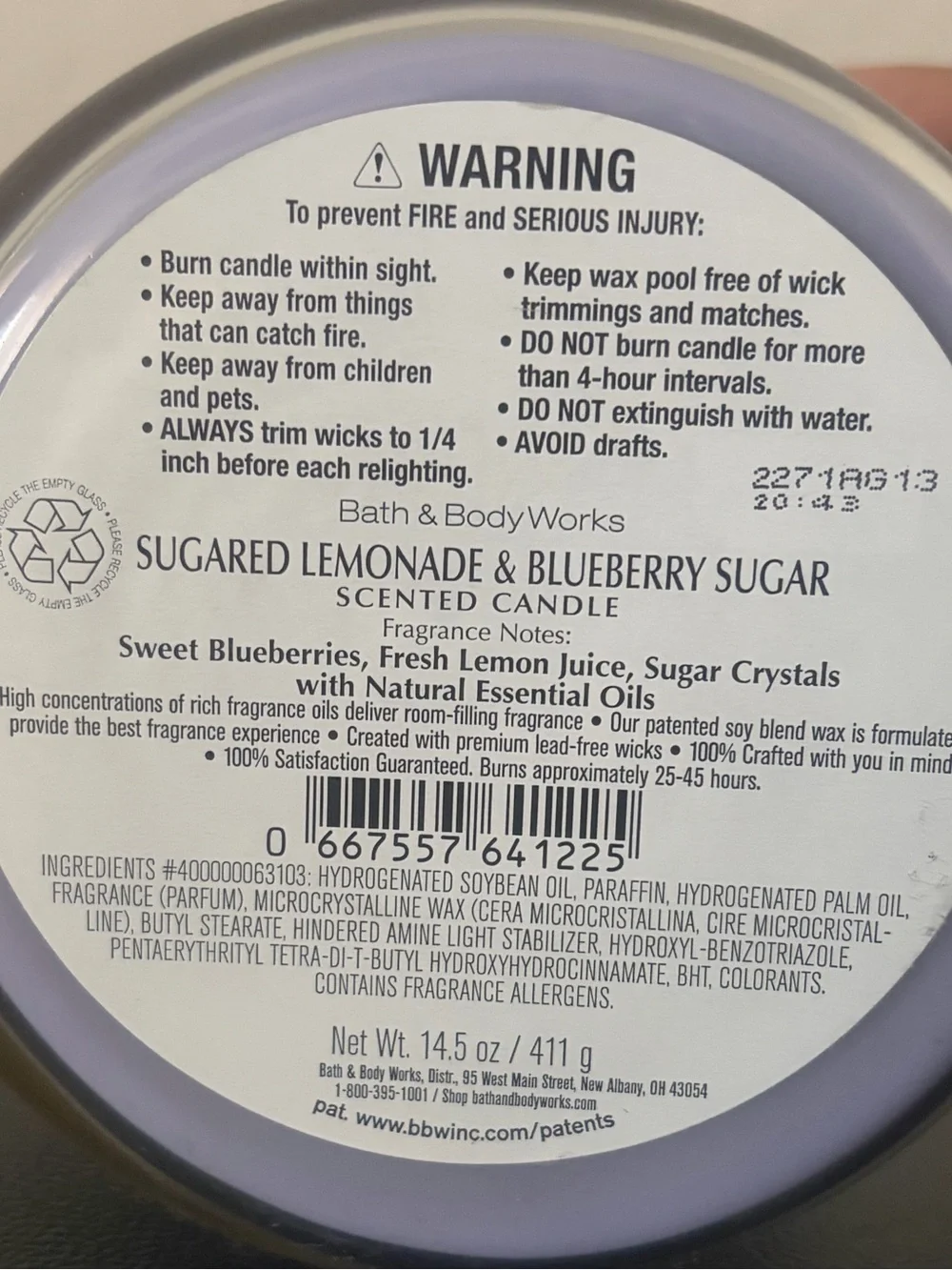 Bath & Body Works Sugared Lemonade & Blueberry Sugar Scented Candle